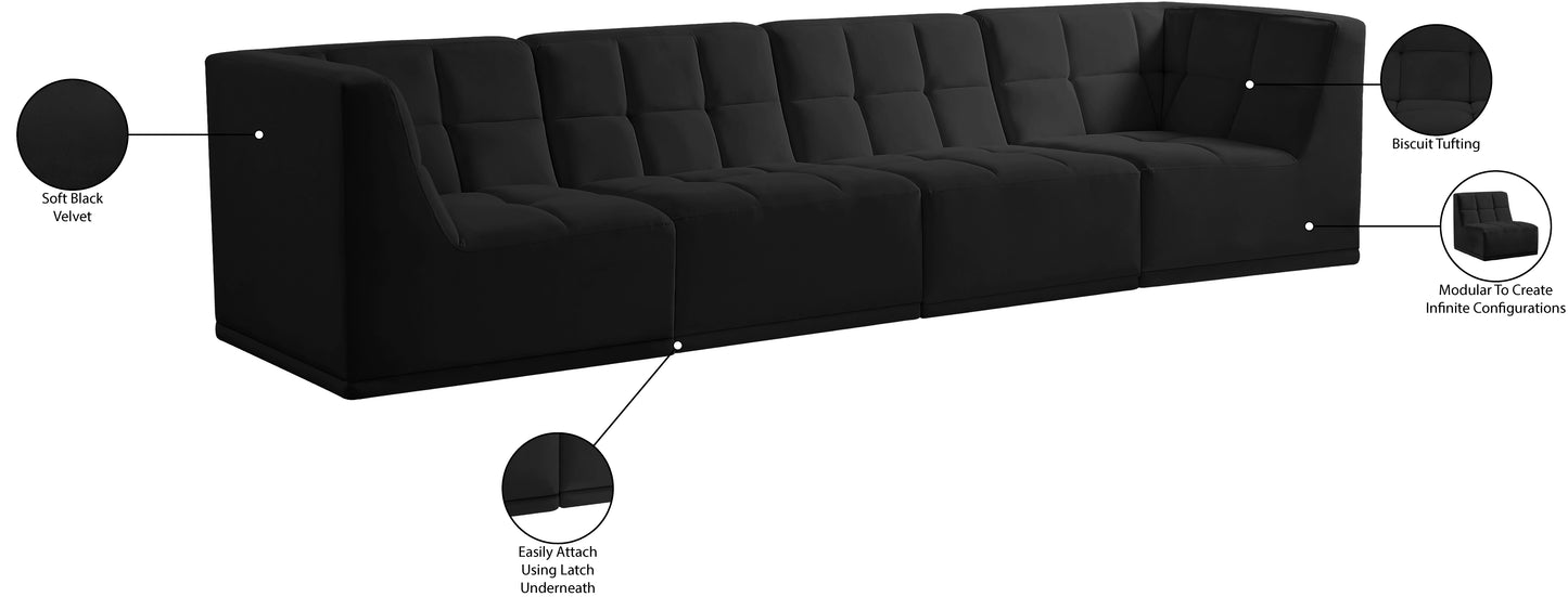 destiny black velvet modular sofa s128