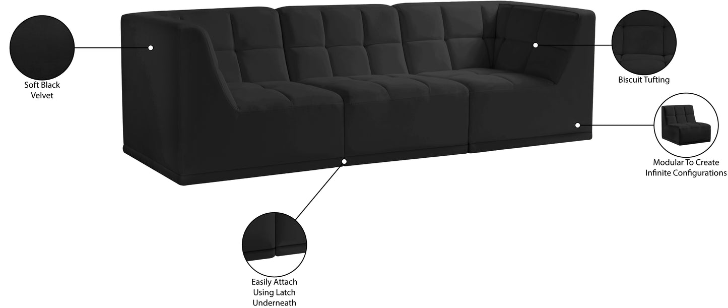 destiny black velvet modular sofa s98