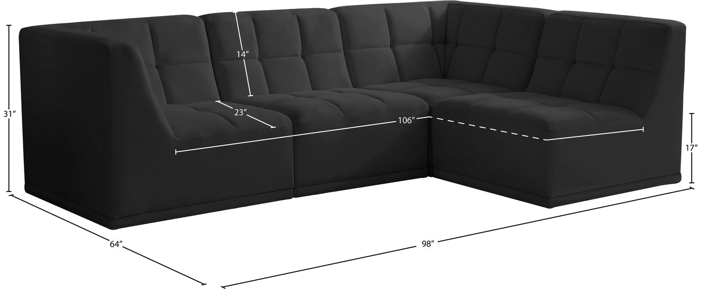 destiny black velvet modular sectional sec4a