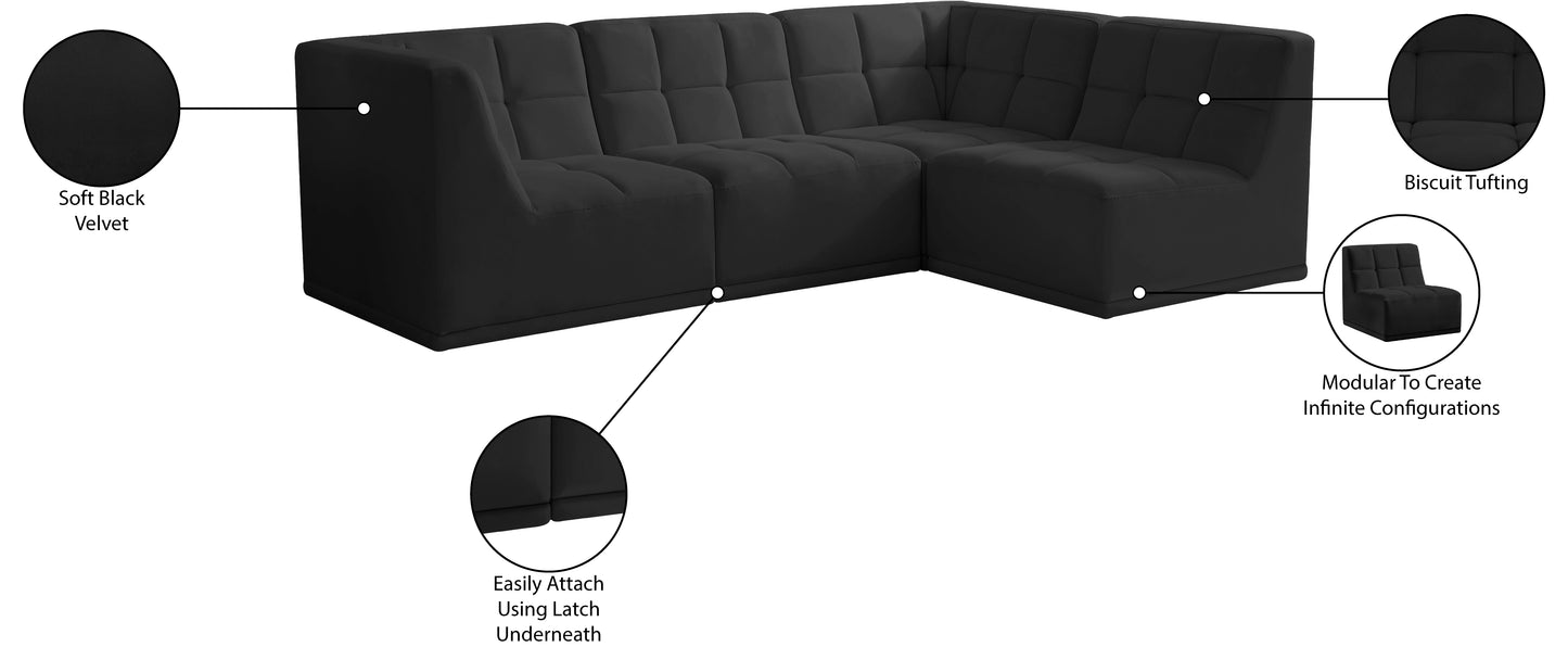 destiny black velvet modular sectional sec4a