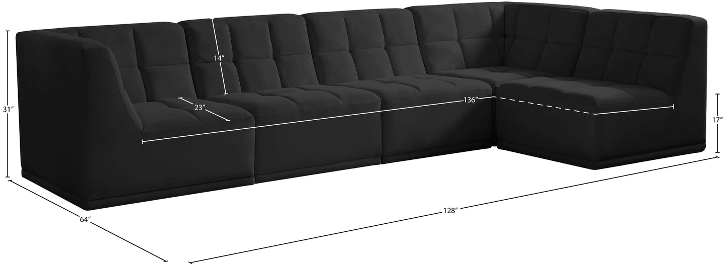 destiny black velvet modular sectional sec5a