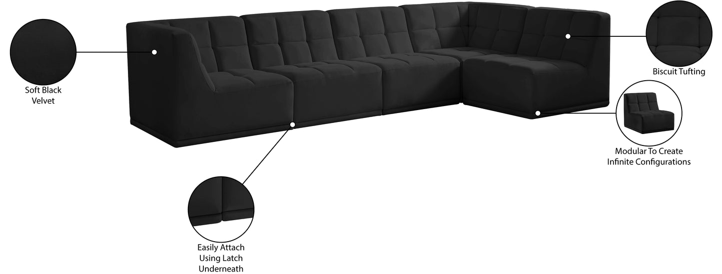 destiny black velvet modular sectional sec5a