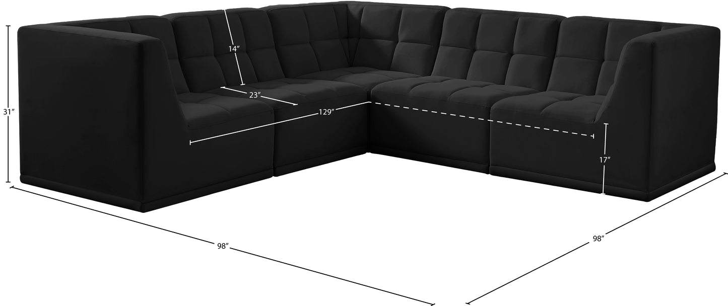 destiny black velvet modular sectional sec5b