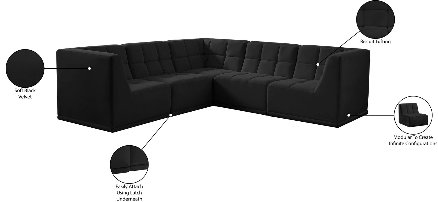 destiny black velvet modular sectional sec5b