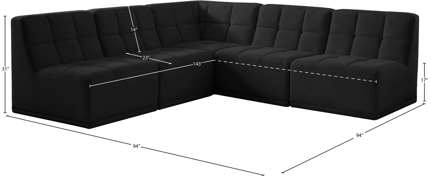 destiny black velvet modular sectional sec5c