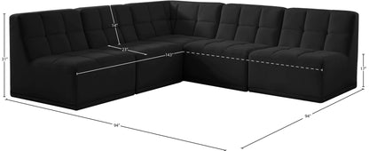 Destiny Black Velvet Modular Sectional Sec5C