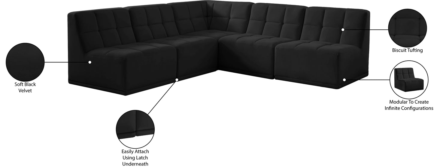 destiny black velvet modular sectional sec5c