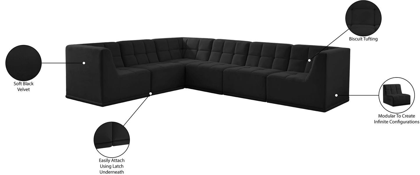 destiny black velvet modular sectional sec6a