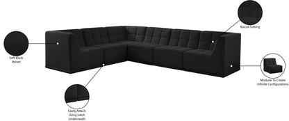 Destiny Black Velvet Modular Sectional Sec6A