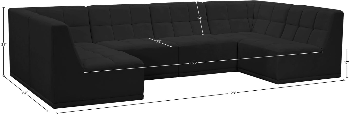 destiny black velvet modular sectional sec6b