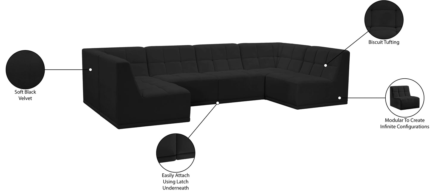 destiny black velvet modular sectional sec6b