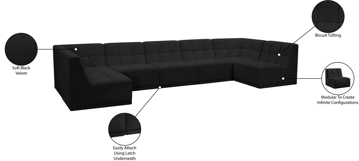 destiny black velvet modular sectional sec7a