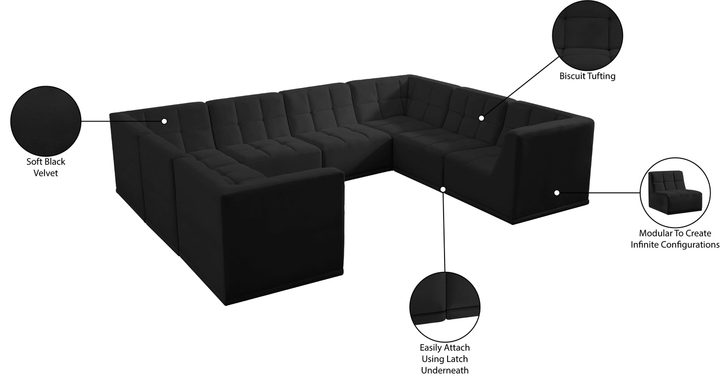 destiny black velvet modular sectional sec8a