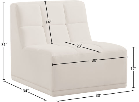 Destiny Cream Velvet Armless Chair Armless