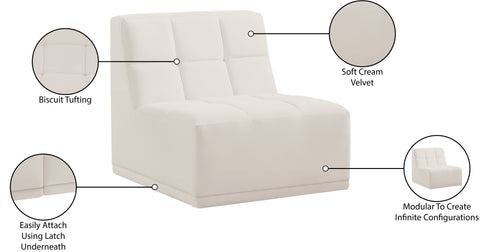 Destiny Cream Velvet Armless Chair Armless