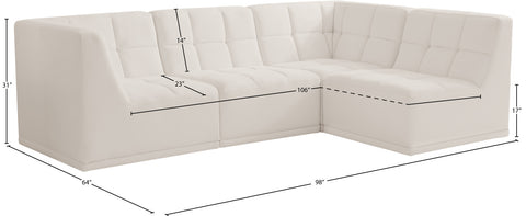 Destiny Cream Velvet Modular Sectional Sec4A