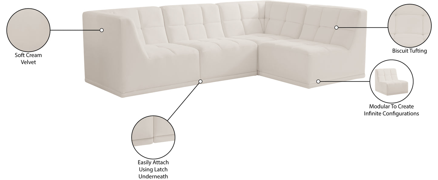 destiny cream velvet modular sectional sec4a