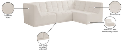 Destiny Cream Velvet Modular Sectional Sec4A