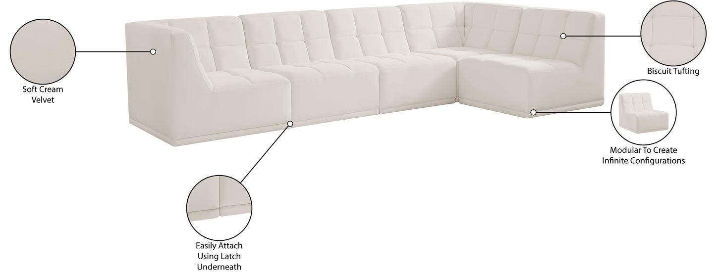 destiny cream velvet modular sectional sec5a