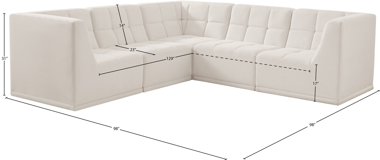 destiny cream velvet modular sectional sec5b