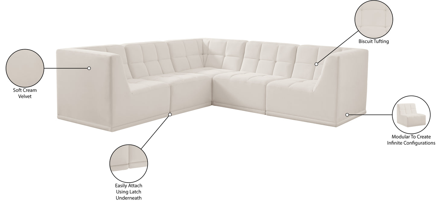 destiny cream velvet modular sectional sec5b