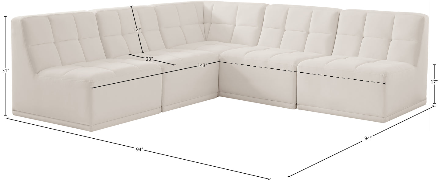 destiny cream velvet modular sectional sec5c