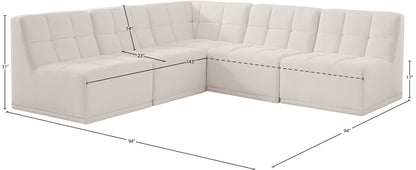 Destiny Cream Velvet Modular Sectional Sec5C