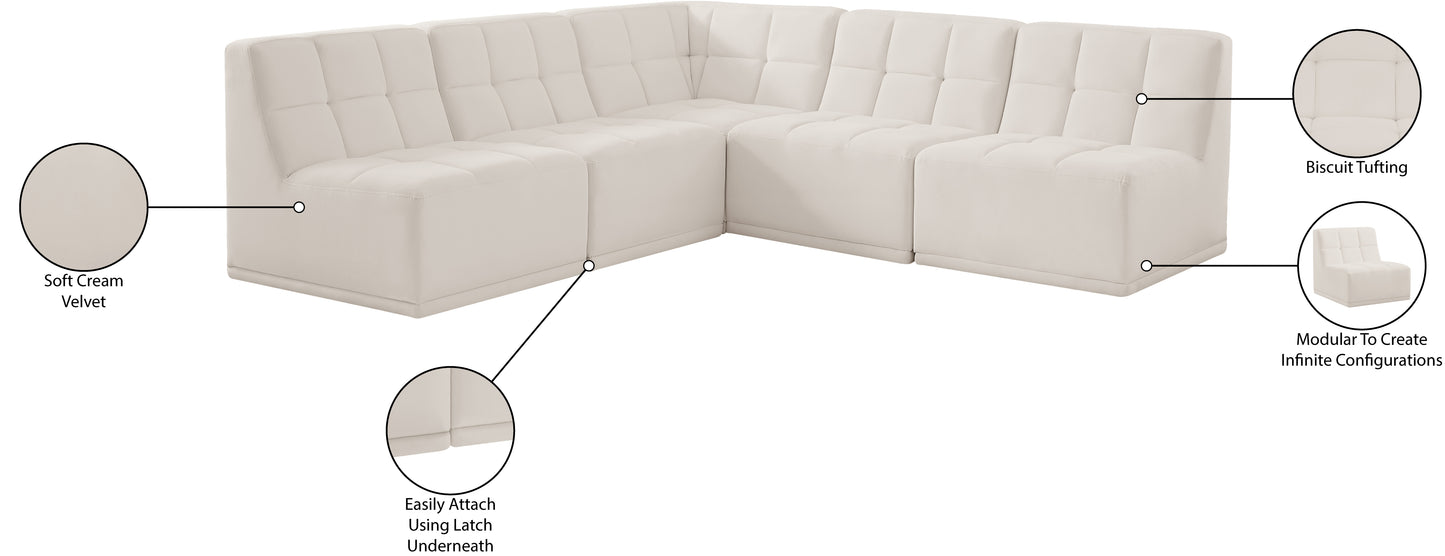 destiny cream velvet modular sectional sec5c