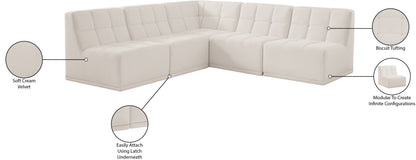 Destiny Cream Velvet Modular Sectional Sec5C