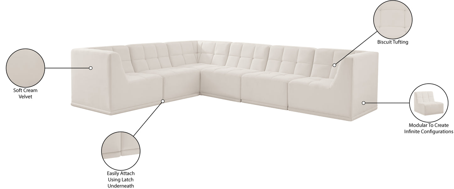 destiny cream velvet modular sectional sec6a