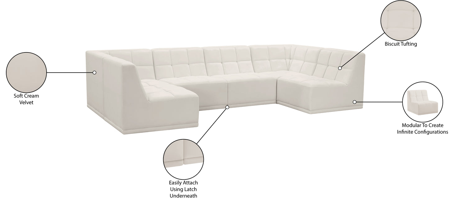 destiny cream velvet modular sectional sec6b