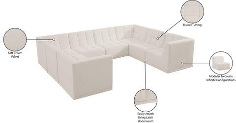 Destiny Cream Velvet Modular Sectional Sec8A