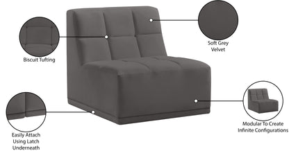 Destiny Grey Velvet Armless Chair Armless