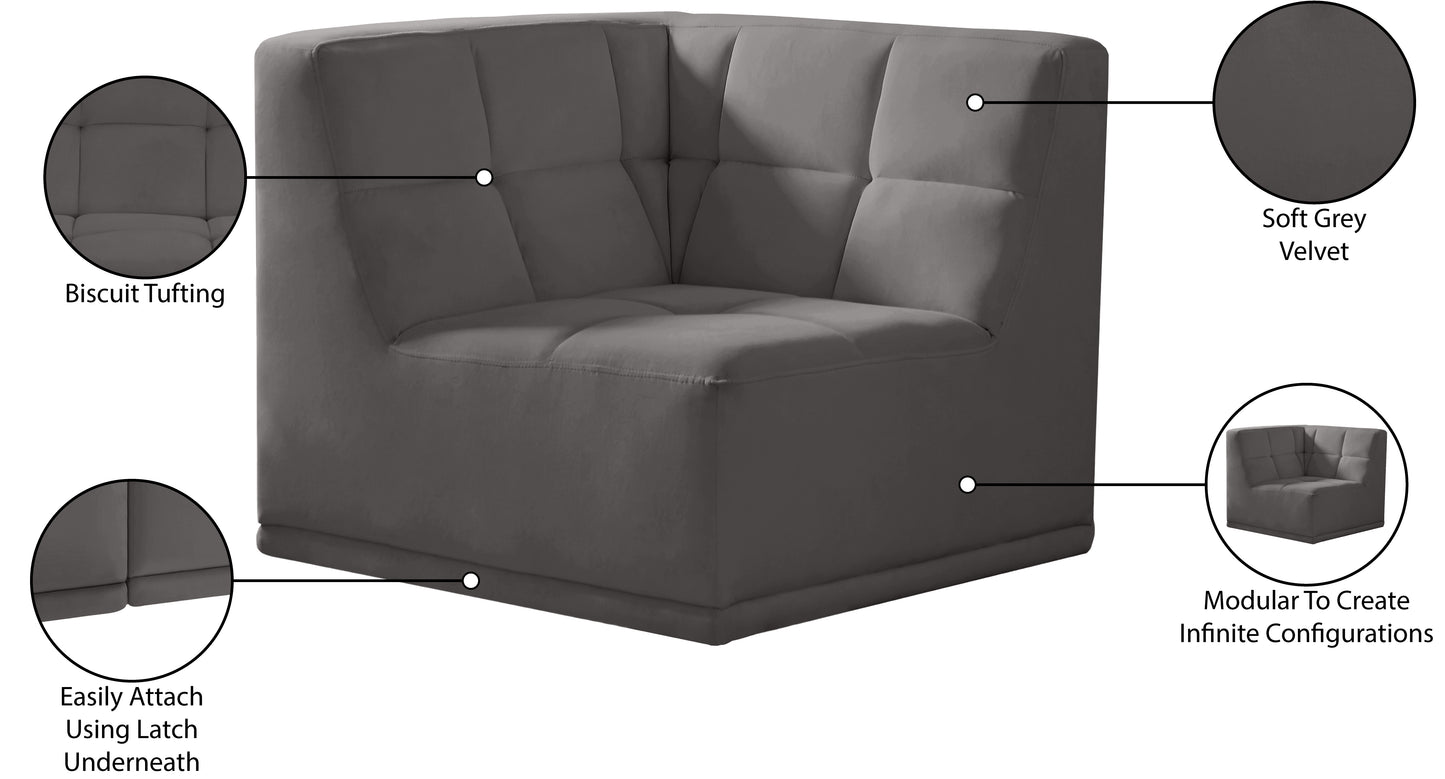 destiny grey velvet corner chair corner