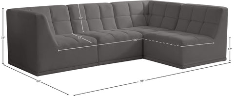 Destiny Grey Velvet Modular Sectional Sec4A