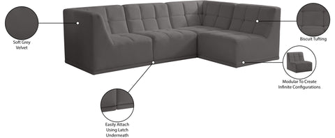 Destiny Grey Velvet Modular Sectional Sec4A