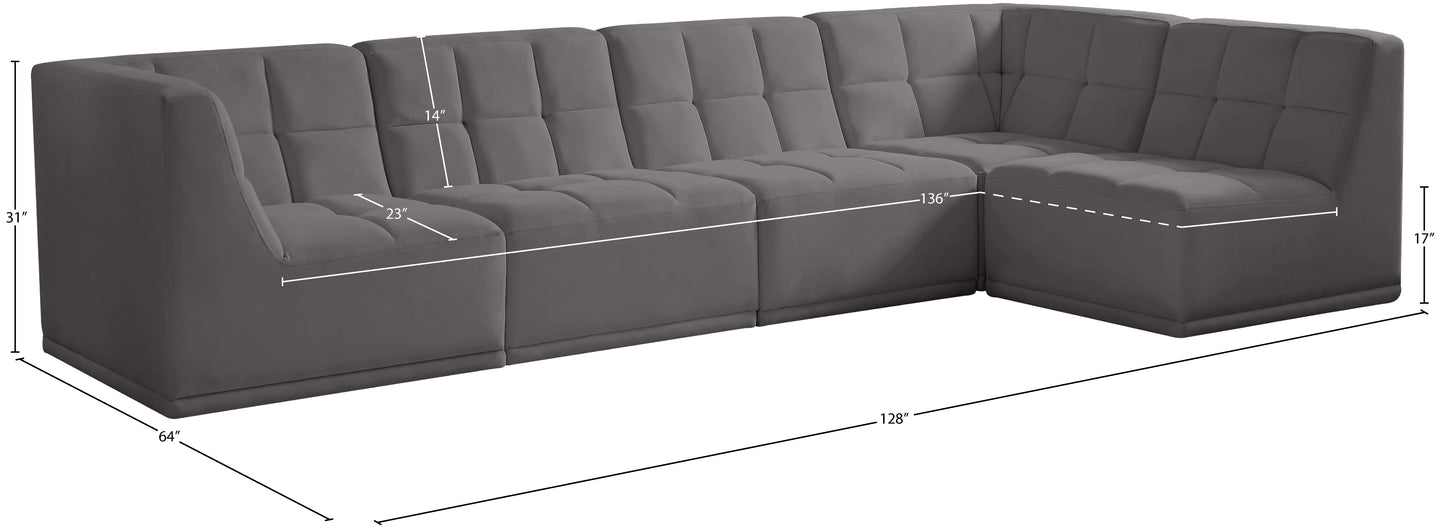 destiny grey velvet modular sectional sec5a