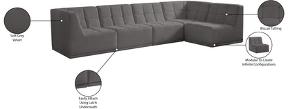 Destiny Grey Velvet Modular Sectional Sec5A