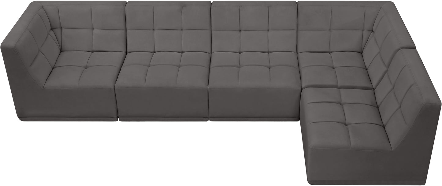 destiny grey velvet modular sectional sec5a