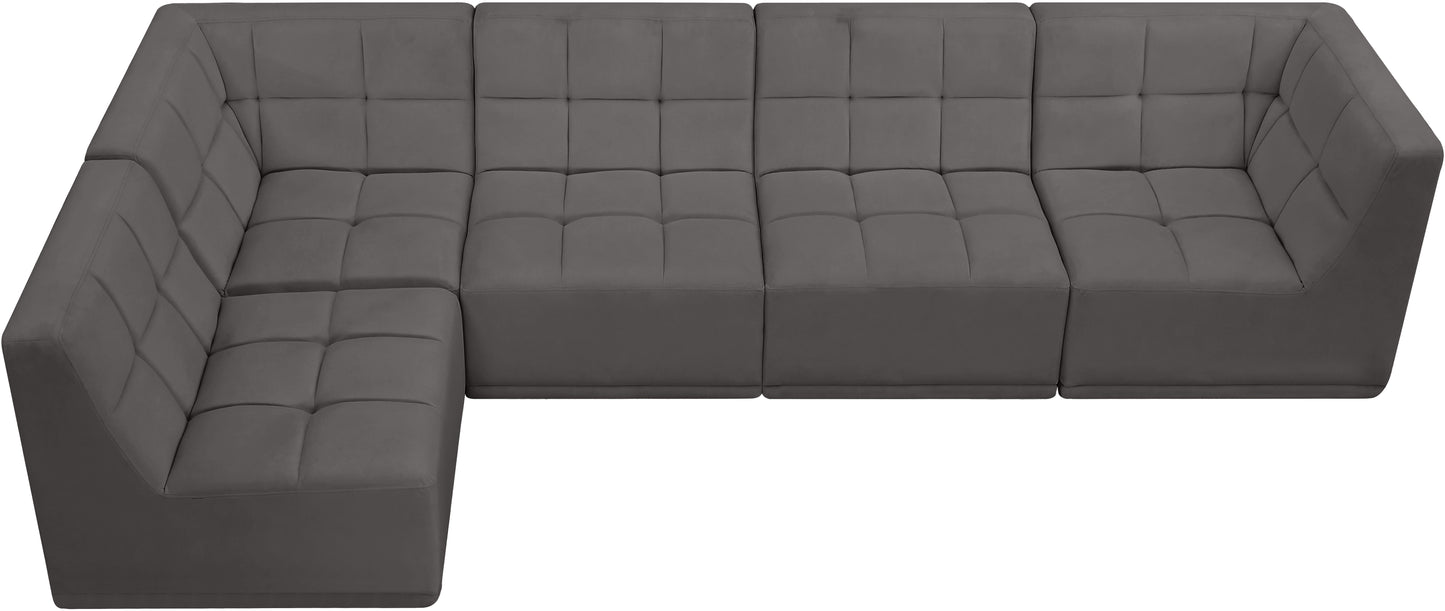 destiny grey velvet modular sectional sec5a