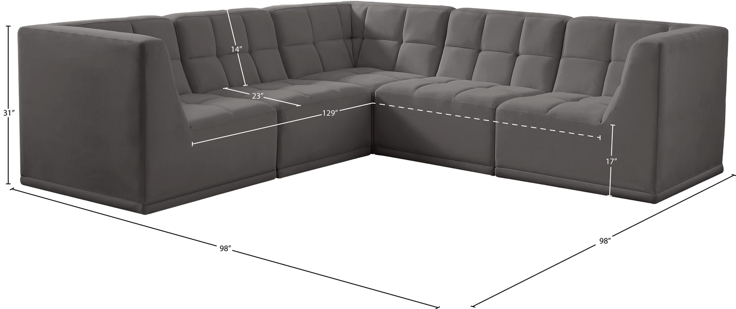 destiny grey velvet modular sectional sec5b