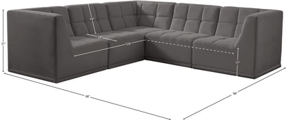 Destiny Grey Velvet Modular Sectional Sec5B