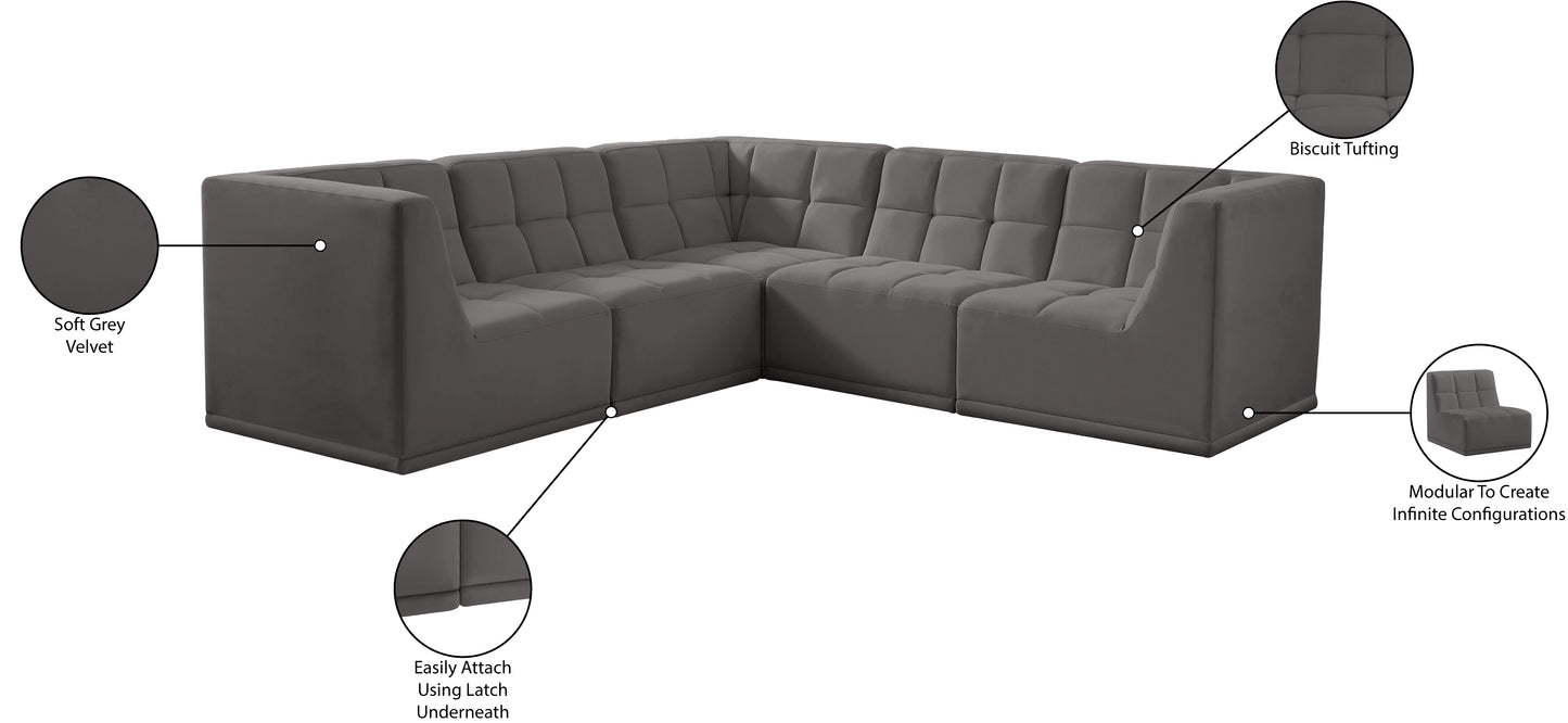 destiny grey velvet modular sectional sec5b