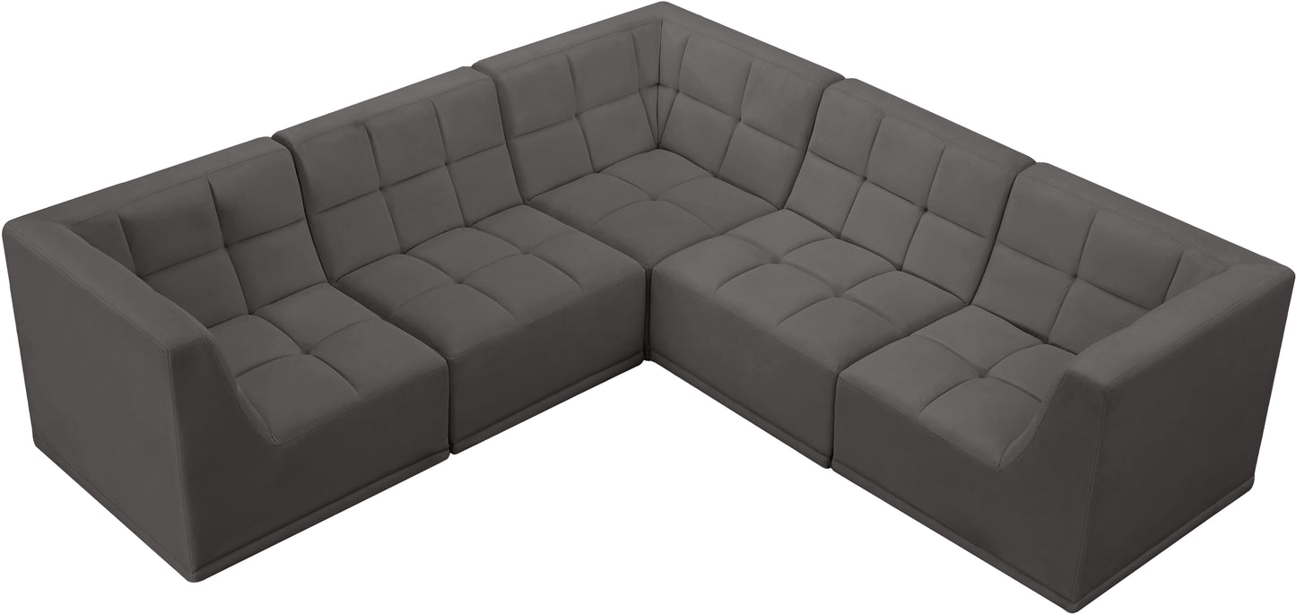 destiny grey velvet modular sectional sec5b