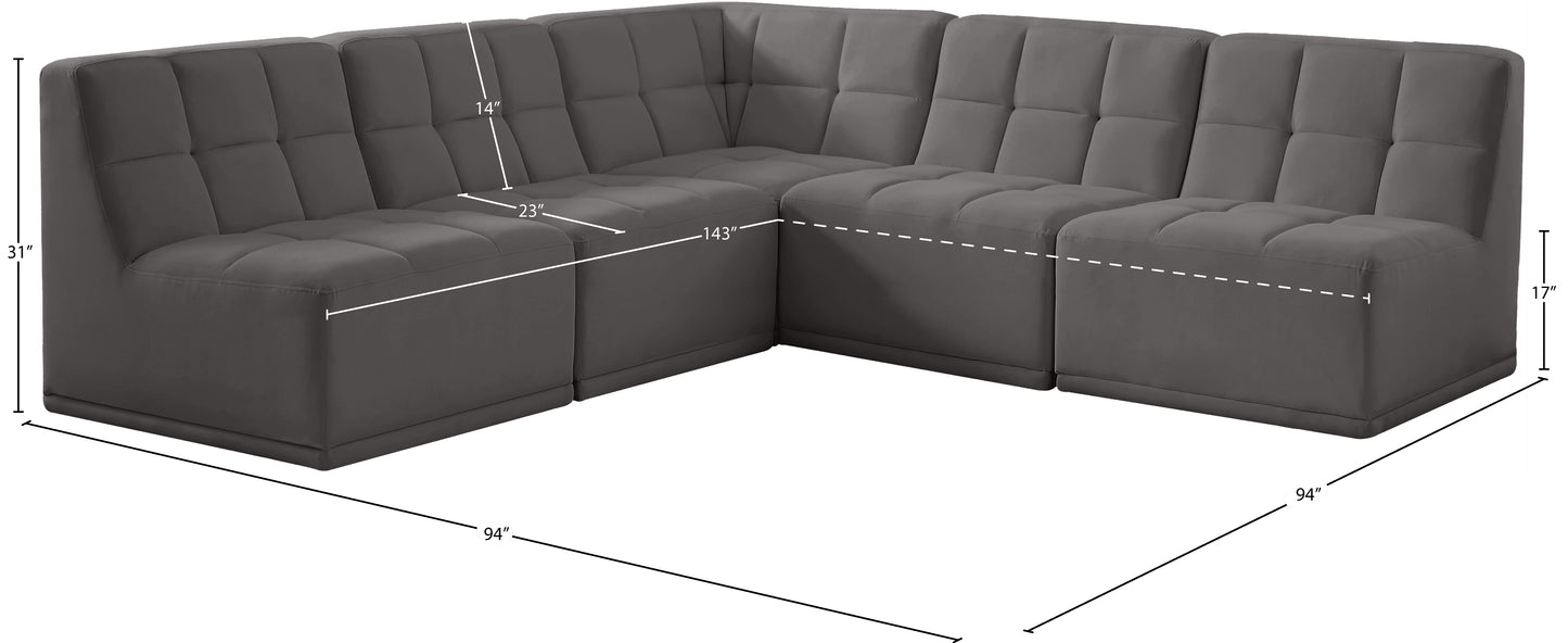 destiny grey velvet modular sectional sec5c