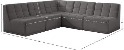 Destiny Grey Velvet Modular Sectional Sec5C