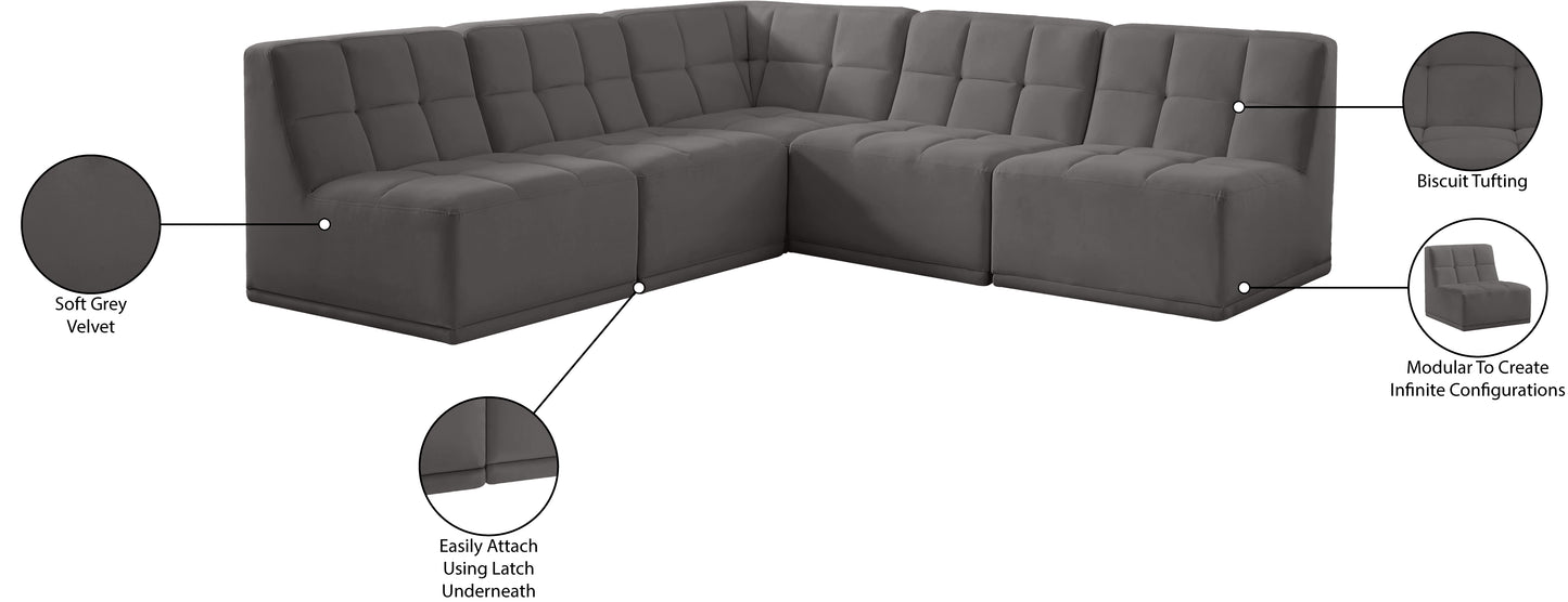 destiny grey velvet modular sectional sec5c