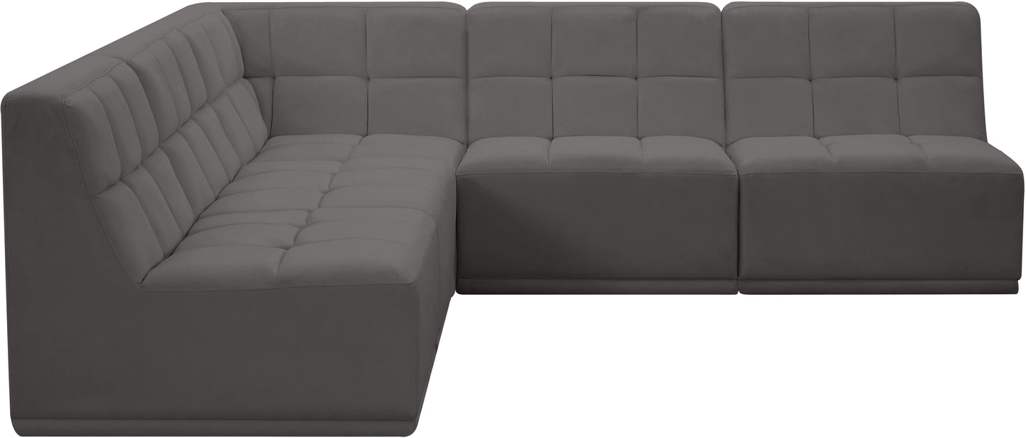 destiny grey velvet modular sectional sec5c