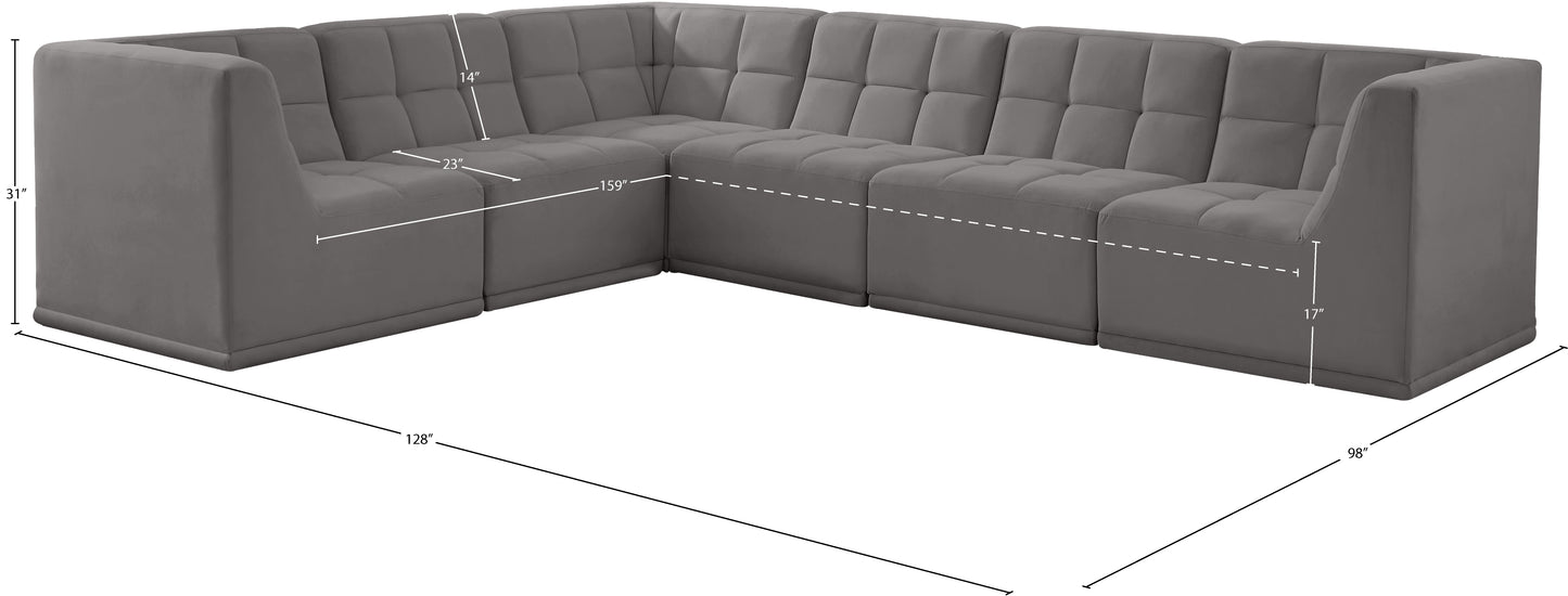 destiny grey velvet modular sectional sec6a