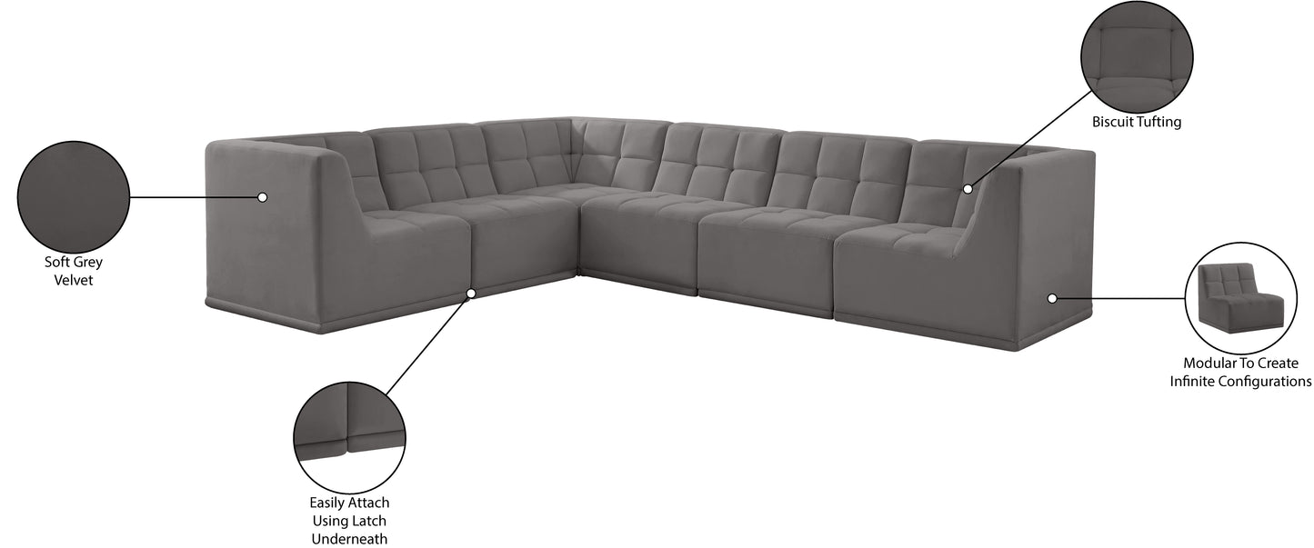 destiny grey velvet modular sectional sec6a